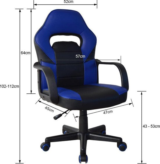 VDD Gamestoel Thomas junior - zwart blauw