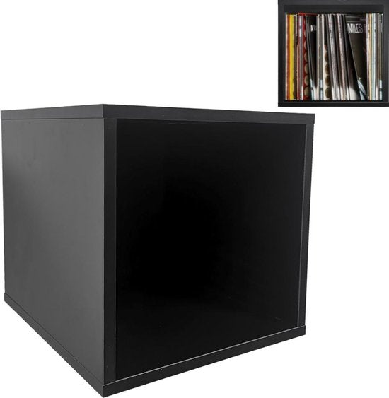 VDD Vinyl Wish - Opbergkubus - LP Vinyl Platen Opbergrek - kleur: Zwart - Afmeting 35x35x35cm