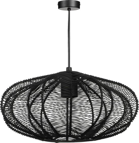 Mica Decorations Kanti Hanglamp - H17 cm x Ø31 cm - Metaal - Zwart
