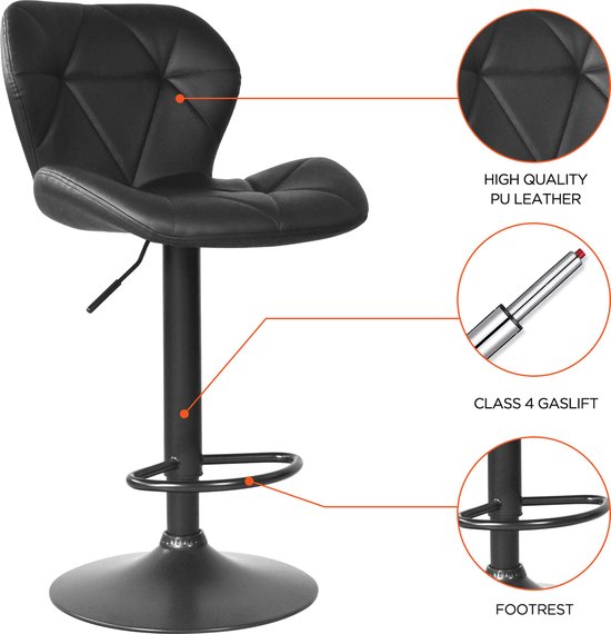 VDD Set van 2 zwarte barstoelen - 48x120 cm