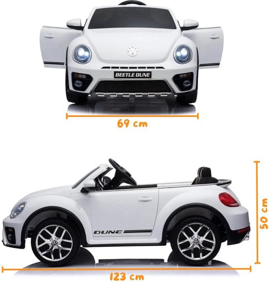 Coast 12V kinderauto met 2,4 g afstandsbediening met muziek en LED -lichten wit 115 x 67 x 57 cm wit