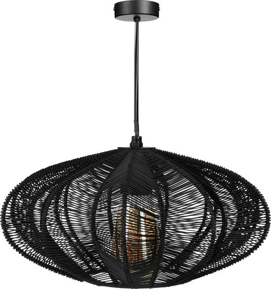 Mica Decorations Kanti Hanglamp - H17 cm x Ø31 cm - Metaal - Zwart