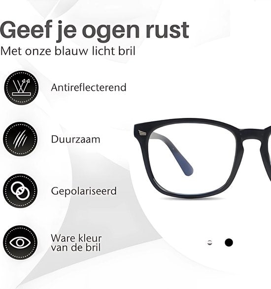 LC Eyewear Computerbril - Blauw Licht Bril Zonder Sterkte - Blue Light Glasses - Beeldschermbril - Design - Unisex - Zwart