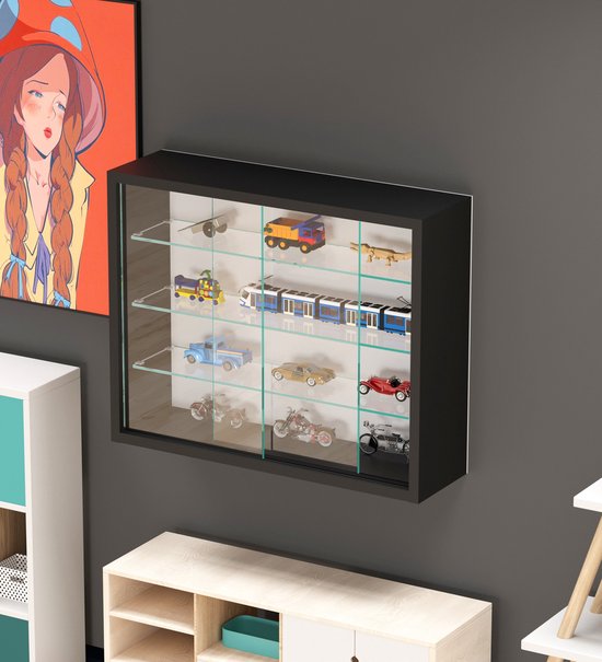 VVD Vitrinekastje staande hangende wandvitrine - schuifdeuren - 50 x 40 x 13 cm