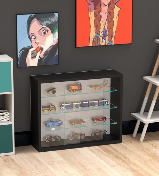 VVD Vitrinekastje staande hangende wandvitrine - schuifdeuren - 50 x 40 x 13 cm