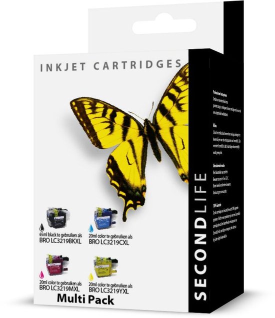 2x Brother LC3219 Inktpatronen - Zwart en Kleur - Geschikt voor diverse Brother printers - 4 x 1,5 x 12 cm