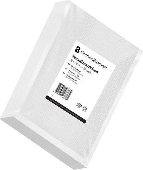 KitchenBrothers Vacuumzakken - 50 stuks - 20x30cm - BPA-vrij - Vacuumzakken voedsel - Sous vide zakken - Voor Vacumeermachine