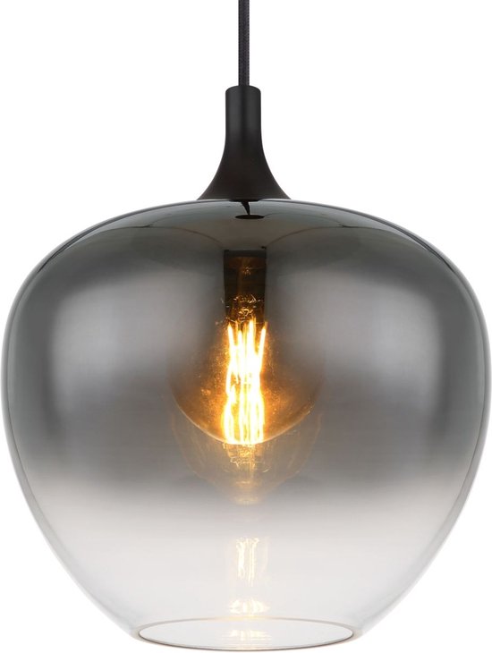 Globo Hanglamp Maxy – Zwart – Smoke Glas – Ø29 cm – E27 Fitting – Verstelbaar & Dimbaar Productbeschrijving