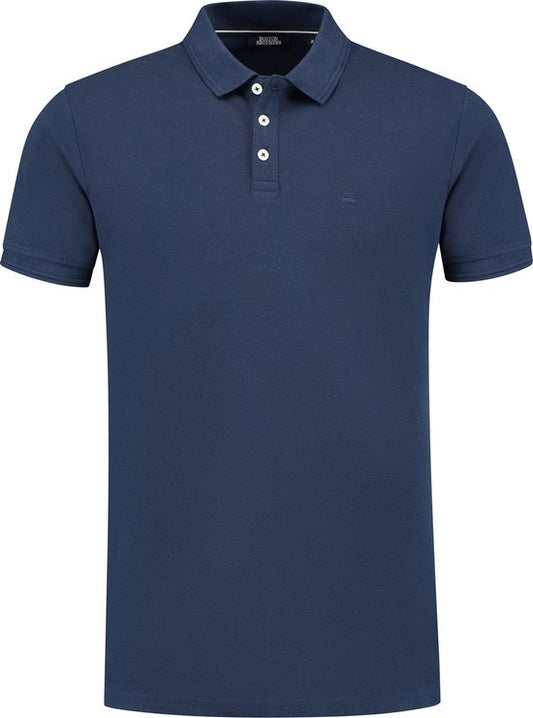 Boston Brothers Gebreid Poloshirt - Blauw - Maat L