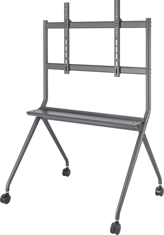 VDD Gaming – TV Standaard Verrijdbaar – Voor 50 Tot 86 Inch & Maximaal 120 kg Belastbaar – Voorzien Van Geremde Zwenkwielen En Extra Opbergplank – Voor Kantoren Scholen En Beurzen – Zwart Staal