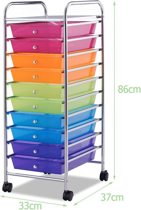 Coast Rolltrolley – 10 Laden – 33 x 37 x 86 cm – Veelkleurig
