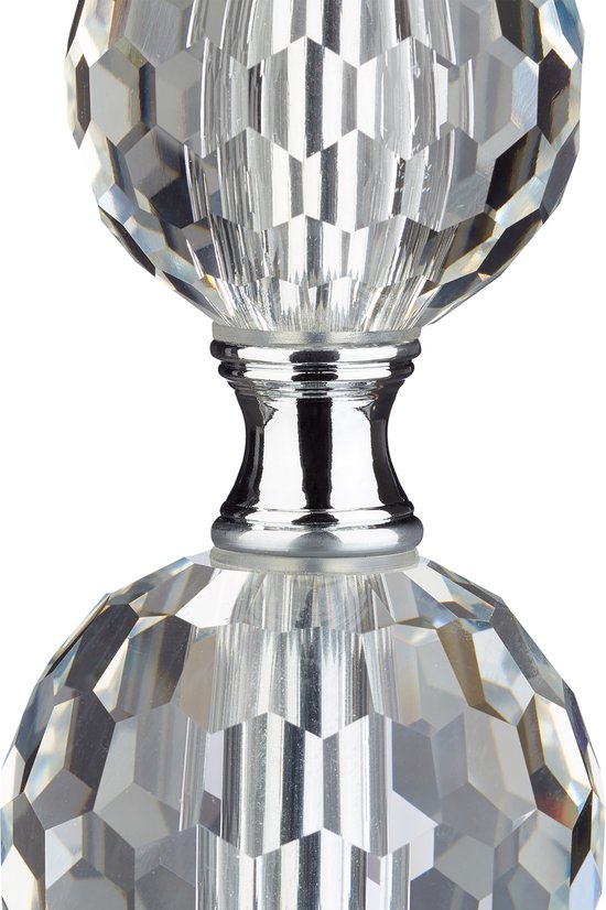 Tafellamp Zwart/Zilver – E27 Nachtkastlamp met Kristallen Voet – 54 x 29,5 cm