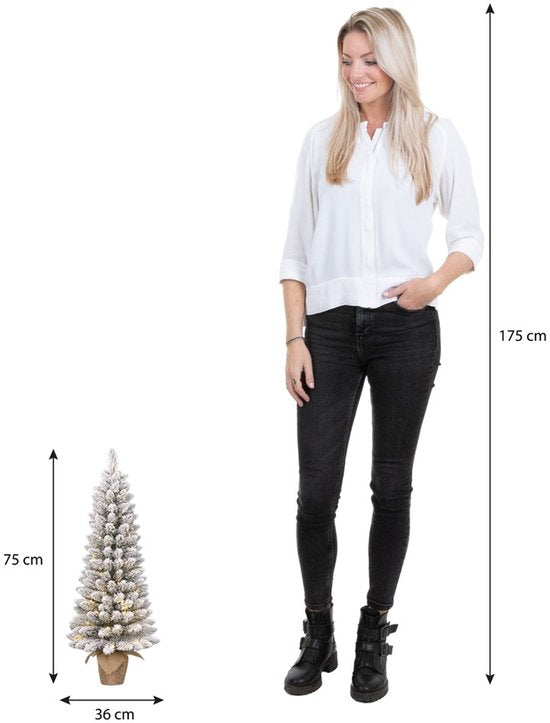 Black Box Trees Gerlos kerstboom met burlap groen frosted 30L TIPS 70 batterijbediend en timer - h75xd36cm