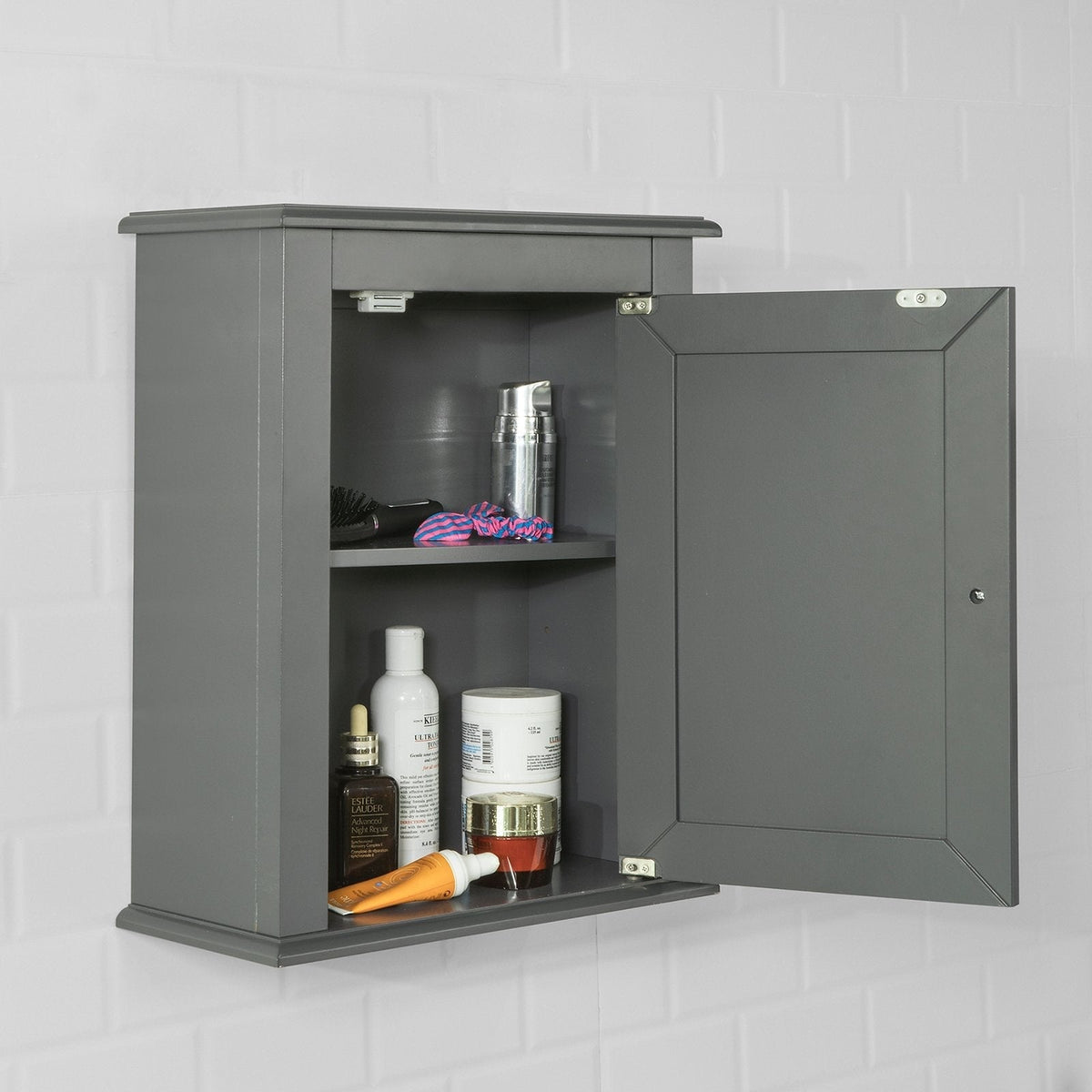 SoBuy Badkamerkast - Hangend - 40 x 49 x 18 cm - Donkergrijs