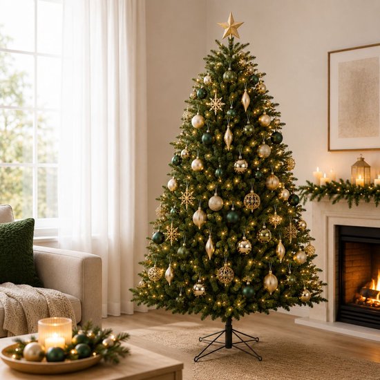 Black Box Trees Frasier Boom - Kerstboom met Natuurlijke Vorm - Kerstversiering voor Binnen - Kunstboom met Scharnierconstructie - Hoogte 185 x Diameter 124 cm - Groen