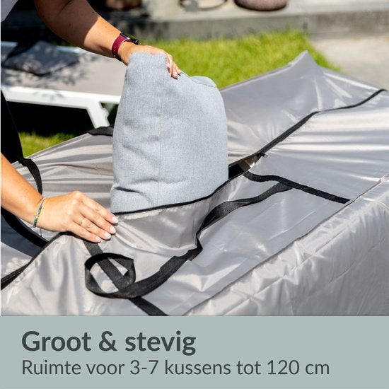 Chefarone Beschermhoes Tuinkussens - Extra groot 60x175 cm - Opberghoes Tuinmeubels, Loungeset en Ligbed - Kussentas voor Loungekussens - Tuinkussenhoes Waterdicht - Weerbestendig - UV-bescherming - Grijs