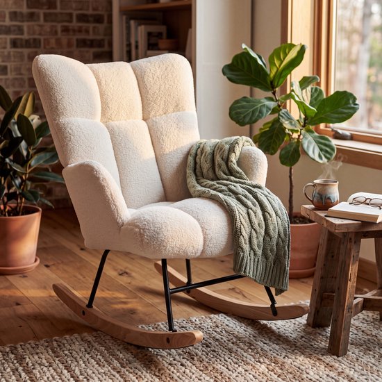 Bayt Schommelstoel - Fauteuil - Schommelstoel Babykamer - Relaxstoel - Wit