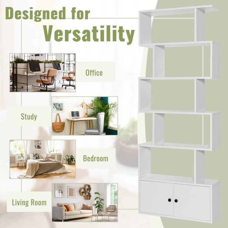 Coast 6 Laags Boekenkast - Decoratieve Opbergplanken - 70 x 23 x 183 cm - Wit