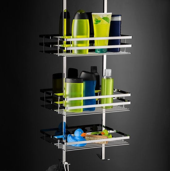 tectake® - RVS doucherek met 3 mandjes, ophangen zonder schroeven - 400714