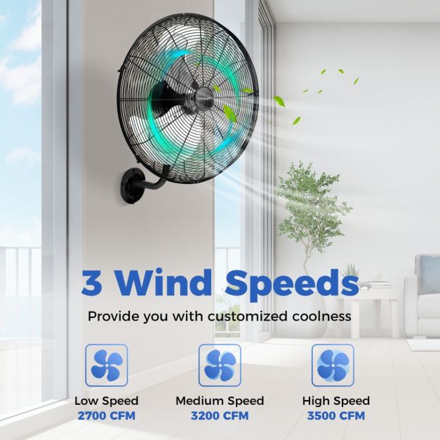 Coast Ventilator - Ø56 cm - Oscillerend - 1300 RPM - 3 Standen - 56 x 42 x 68 cm - Zwart