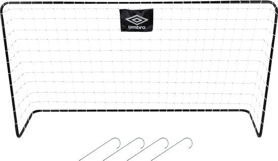 Umbro Voetbaldoel - Voetbal Goal 182 x 122 x 61 cm - Voetbalgoal Groot - Makkelijk te Verplaatsen - Buitenspeelgoed voor Kinderen en Volwassenen - Voetbal Training Doel - Metaal - Zwart/Wit
