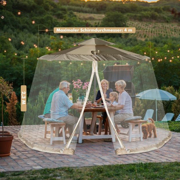 Coast Parasol Muggennet – Insectennet met 2 Deuren en Dubbele Rits 12,5 x 2,3 m – Beige