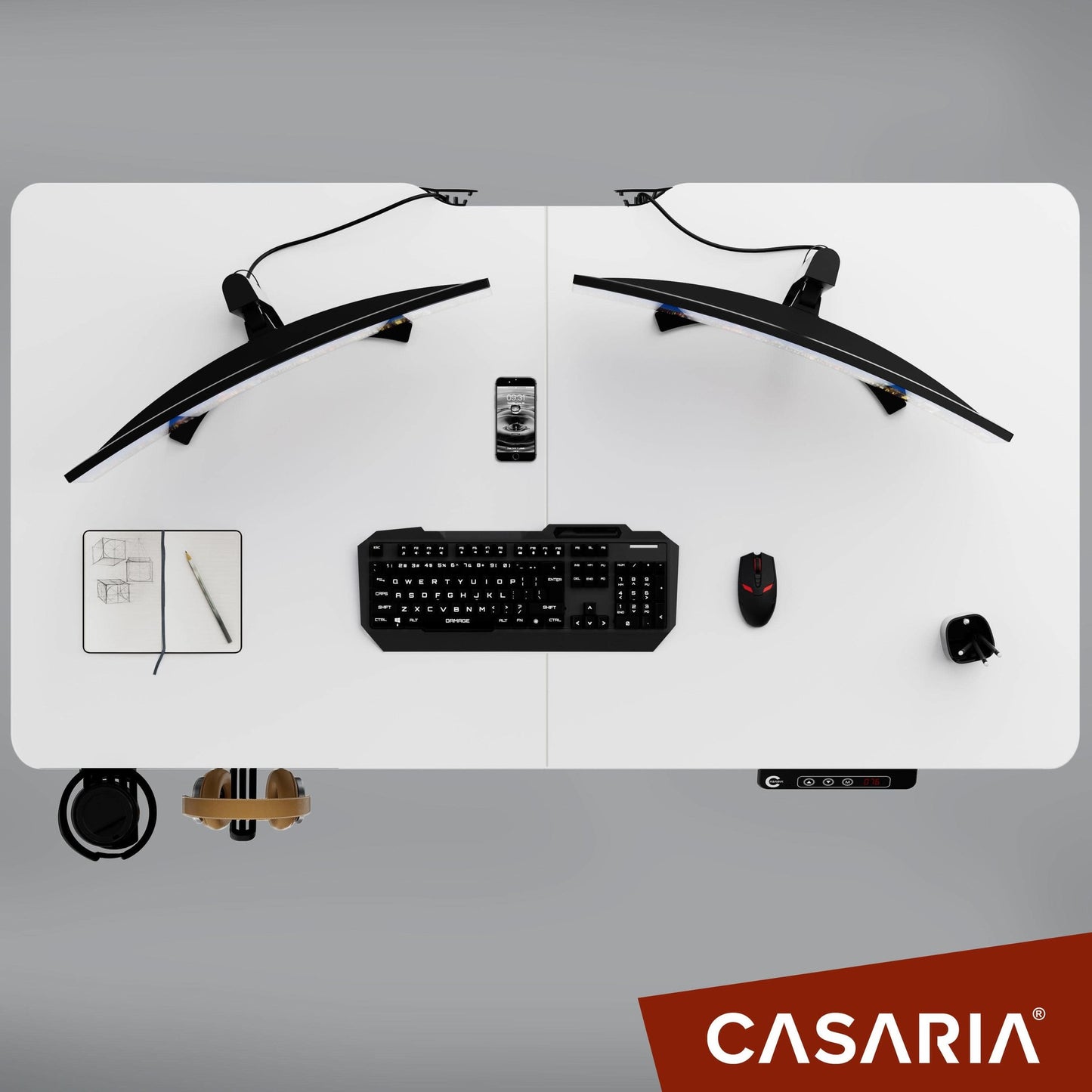 Casaria Zit Sta Bureau – Hoogte Verstelbaar Elektrisch - 110x60cm Wit