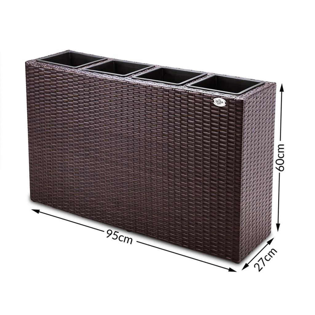 Casaria Plantenbak polyrotan bruin 95 x 27 x 60cm geschikt voor 4 planten