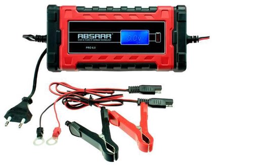 Absaar Acculader Pro 6.0 (12/24v - 6a) 0-120/180ah Rood/zwart