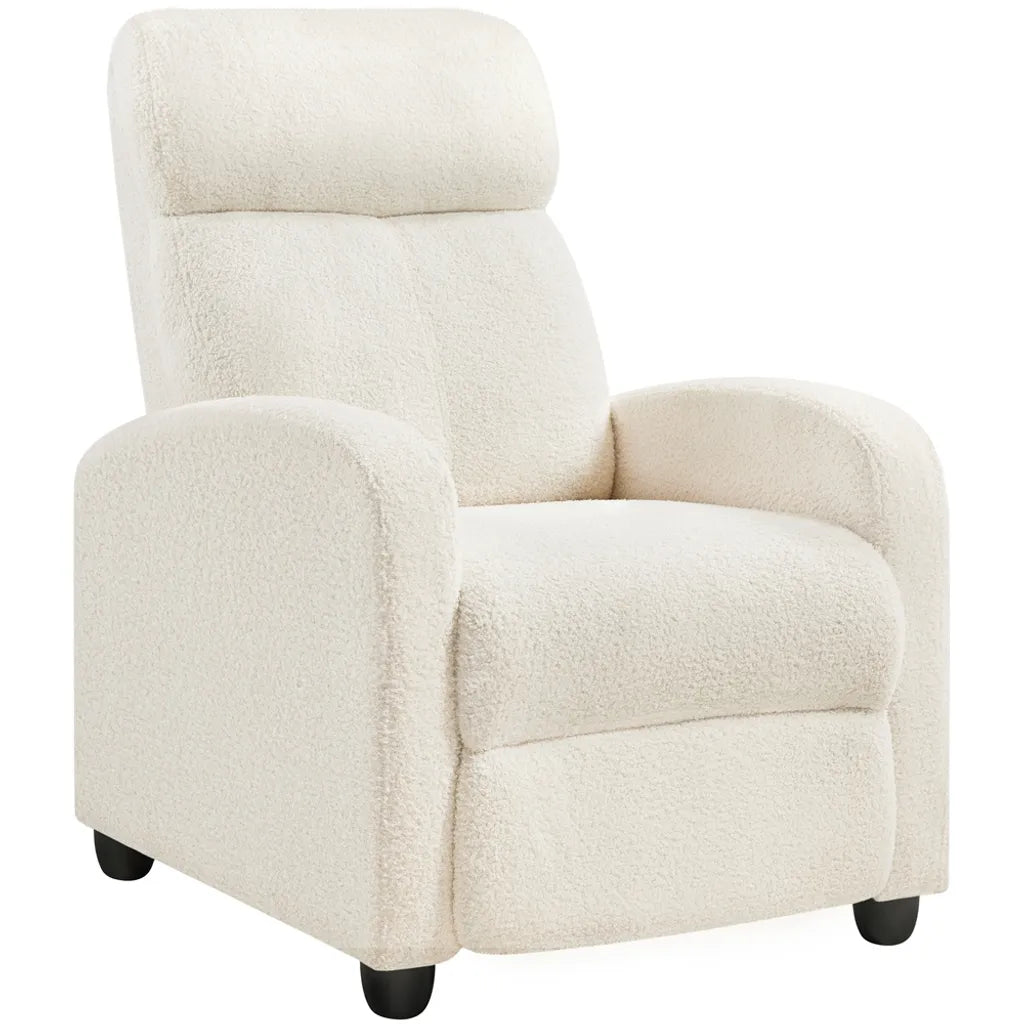 Yaheetech Relaxfauteuil - Verstelbare Rugleuning - Voetsteun - Bouclé - Crème