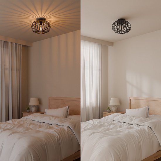 Nolt Plafondlamp Zwart - Plafonniere E27 Lamp - Industrieel - ⌀ 30cm