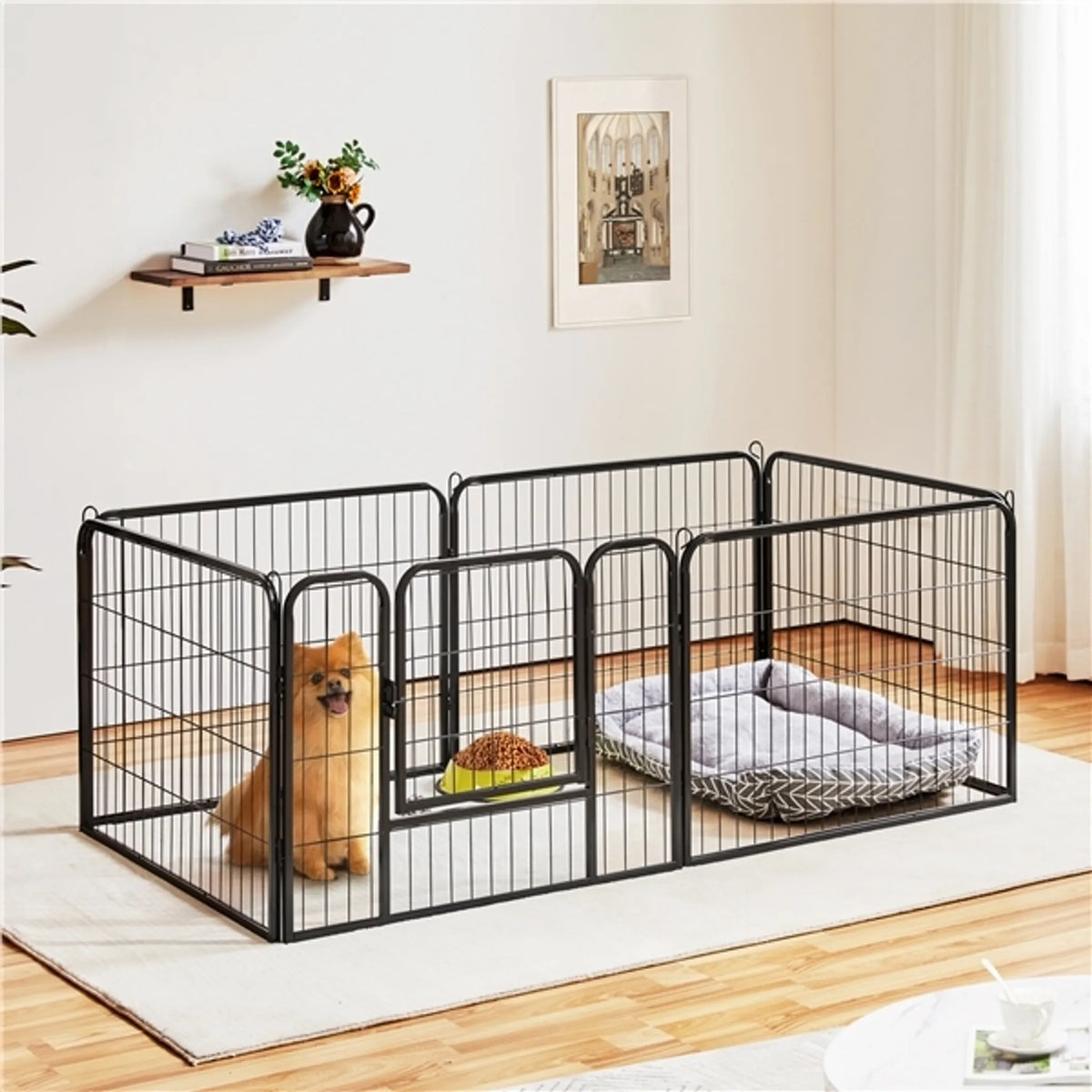 Yaheetech Veilig en Flexibel Hondenren / Dierenren met 6 Elementen 60 cm – Zwart – Metaal