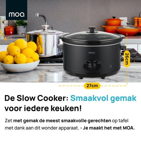 MOA Slowcooker - 6,5 liter - Keramische Binnenpan - Zwart - SC65B