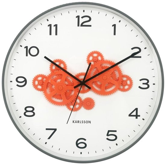 Karlsson Wandklok Open Gear - Grijs - 40.8x40.8x40.8cm - Wandklok Modern