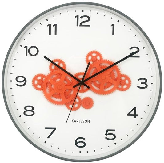 Karlsson Wandklok Open Gear - Grijs - 40.8x40.8x40.8cm - Wandklok Modern