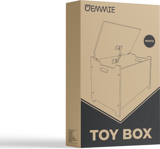 Oemmie Speelgoedkist - Opbergbox - Opbergkist - Opbergbak - Opbergkist kinderen - 60x40x37cm - Veiligheidsscharnieren - Wit