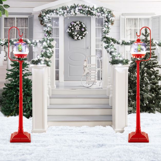 Coast Kerst Lantaarnpaal - Sneeuwbal - Geluidseffecten - 32 x 32 x 173 cm - Rood