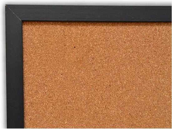 Prikbord kurk zwarte lijst 30 x 40 cm met setje punaises 5 stuks