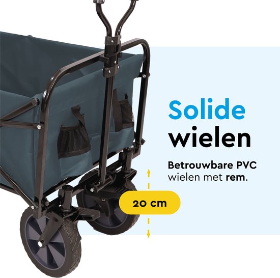 BRASQ Bolderkar Opvouwbaar - 100 Liter - 80 KG Draagkracht - Draaibare wielen mét rem - 90x51x100 CM - Verstelbare hendel - Inklapbare Bolderwagen - Compact – Grijs