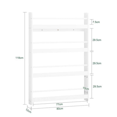 SoBuy Kinderboekenkast - 4 Planken - 80 x 12 x 118 cm - Wit