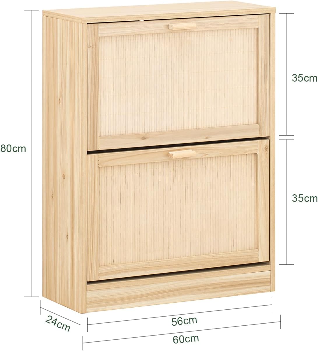 SoBuy Schoenenkast met 2 kleppen, schoenenkist, schoenenrek, schoenenopbergmeubel met 2 deuren, gangmeubel 60 x 24 x 80 cm, FSR160-N