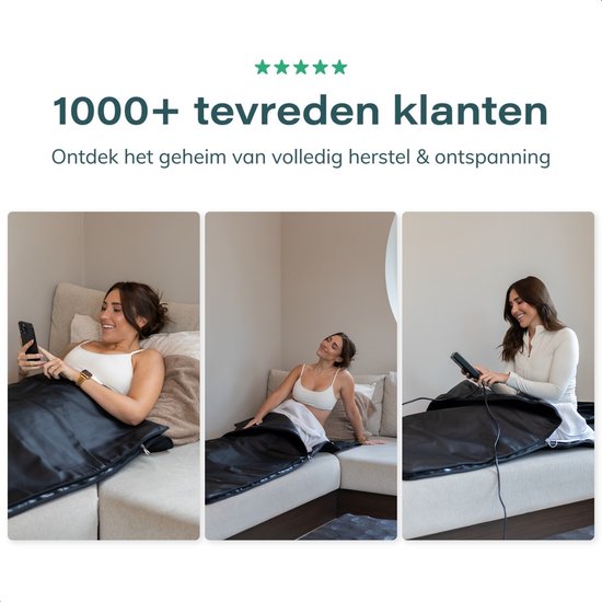 Soft & Silky - ComfortFlow Infrarood Deken - 35 tot 85º - Incl. Detox deken - Infrarood - Rood licht therapie - Sauna - Red Light Therapy - Lamp - Warmte - Elektrische - Deken - Voor spieren, fibromyalgie en gewrichten - Leer zwart