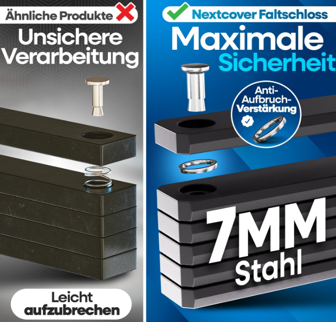 NEXTCOVER FoldBasic Vouwslot voor Fiets - 100 cm - Zwart - Inclusief Houder en 2 Sleutels