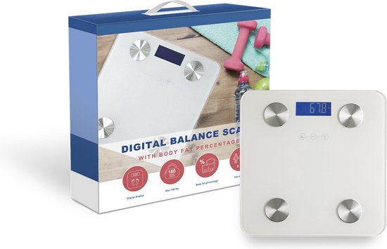 Technosmart Weegschaal – Personenweegschaal – Slim – Op Batterijen – 180 kg - 2 x 28 x 28 cm