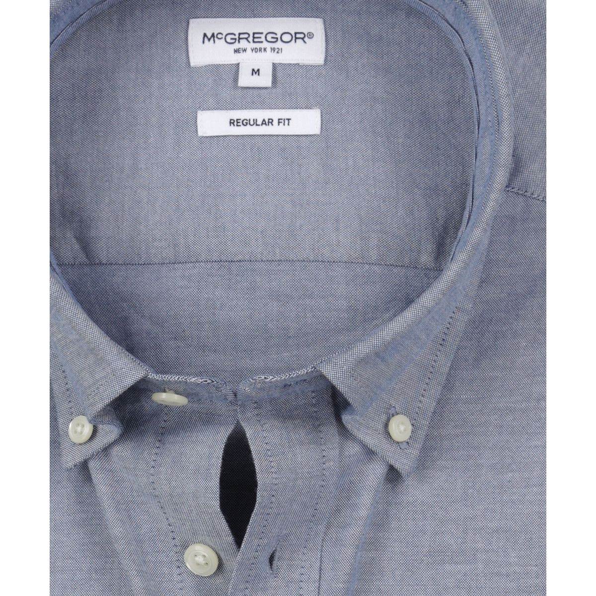 McGregor Stretch Oxford Shirt - Navy - Heren - Regular Fit - M