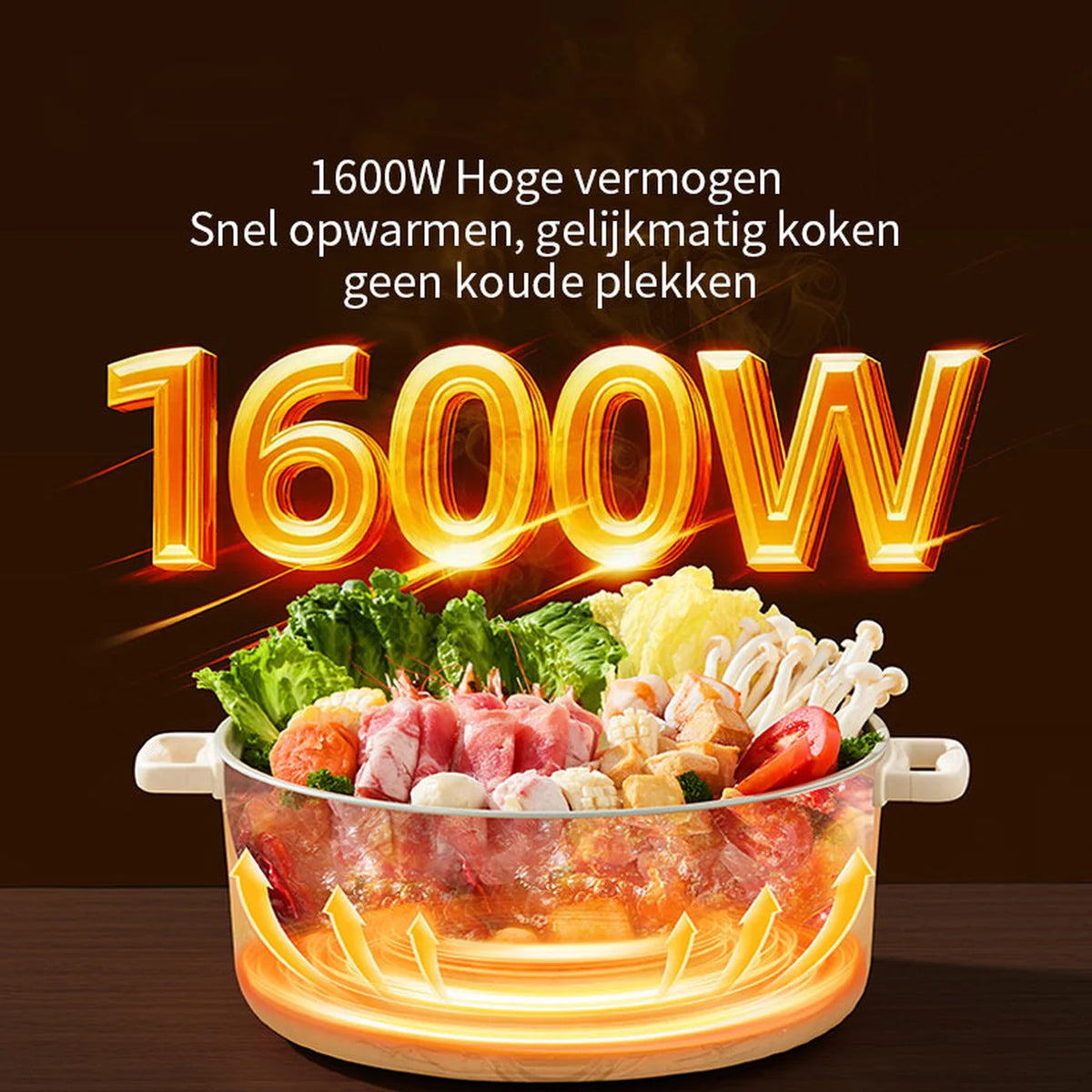 Plodon Elektrische Hotpot 7 Liter – Multifunctionele Kookpan met Antiaanbaklaag – 1600W – Ø 30,5 x 8,5 cm – RHG-70XVv