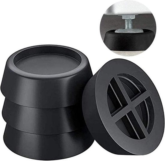 TIKKENS Trillingsdempers Wasmachine/Droogkast - Set van 4 stuks - Trillingsmat - Voetjes Droger - Demper - Anti Vibratie - Antislip Rubber - Zwart