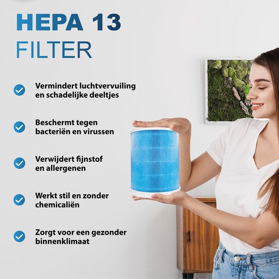 Aironex Luchtreiniger met HEPA filter - 40 m2 - Geschikt voor woonkamer, slaapkamer, kantoor, babykamer- Luchtkwaliteitsindicator - Werkt tegen huisstofmijt, hooikoorts, allergie, stof- Verwijdert 99,97%- Luchtreinigers - Air Purifier
