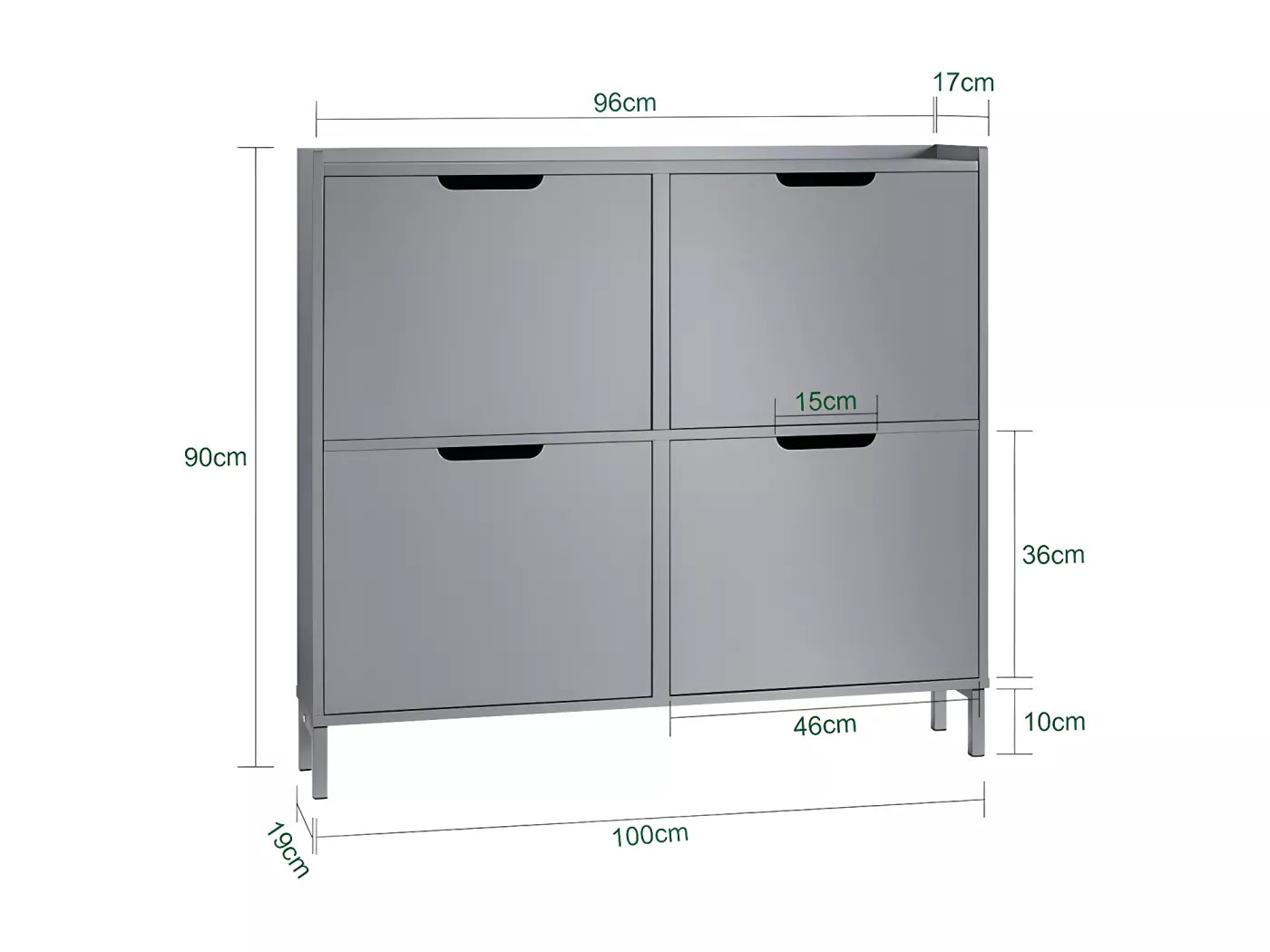 SoBuy Schoenenopbergkast Schoenenkast Schoenenkast 4 kleppen Halkast Schoenenopbergkast – Grijs, 100x19x90cm, FSR100-HG