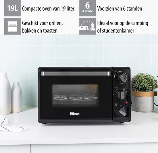Tristar OV-3622 - Oven 800W - 19 Liter - Camping Vrijstaande Oven - 90 ⁰C - 230 ⁰C